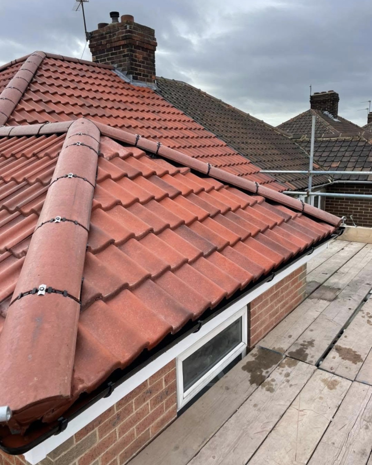 Roof stripped back to rafters and rebuilt neatly